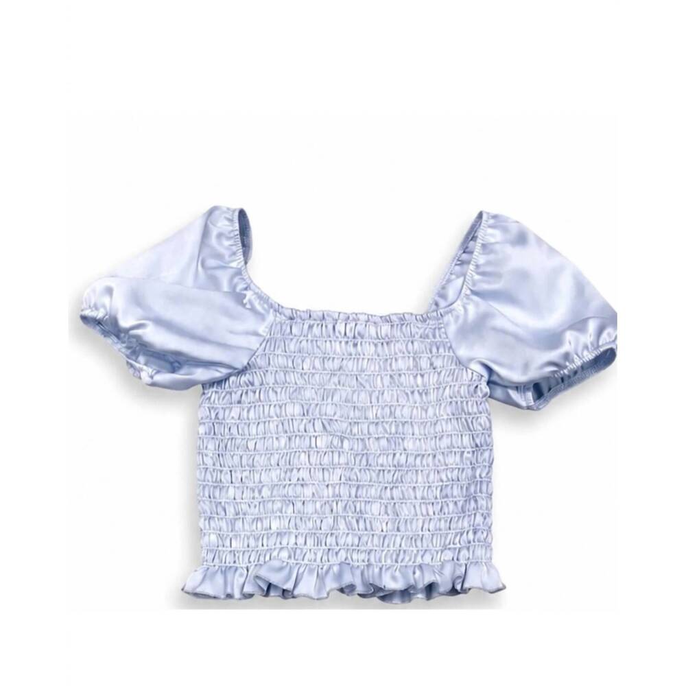 NEW CHERYL CREATIONS kid's smocked ruffle top in soft blue